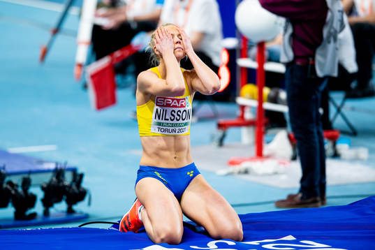 Maja Nilsson of Sweden looks dejected