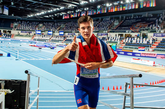 Jakob Ingebrigtsen of Norway celebrates