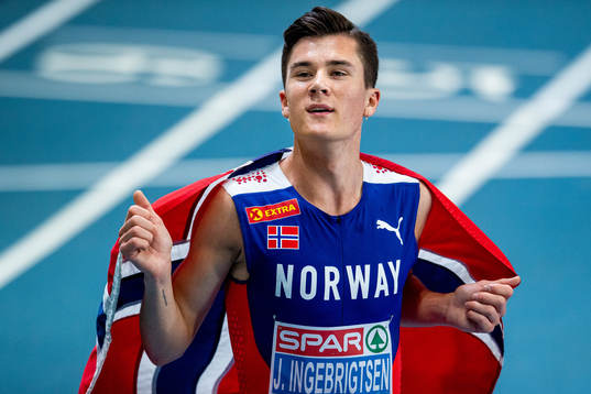 Jakob Ingebrigtsen of Norway celebrates