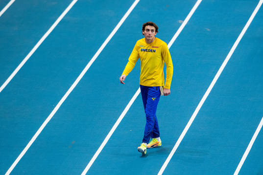 Armand Duplantis of Sweden prior to the men's pole vault