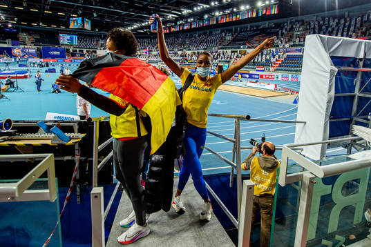 Khaddi Sagnia of Sweden celebrates