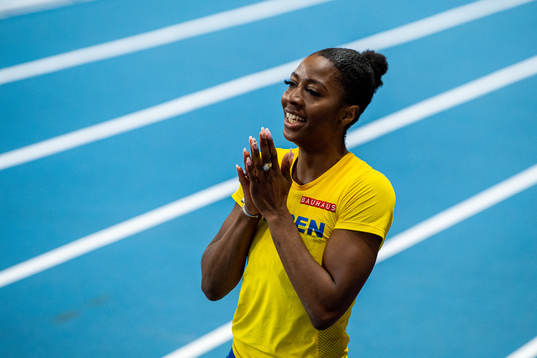 Khaddi Sagnia of Sweden reacts