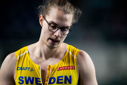Max Hrelja of Sweden looks dejected