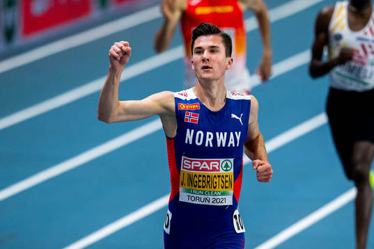 Jakob Ingebrigtsen of Norway celebrates