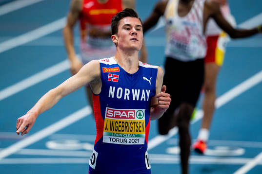 Jakob Ingebrigtsen of Norway celebrates