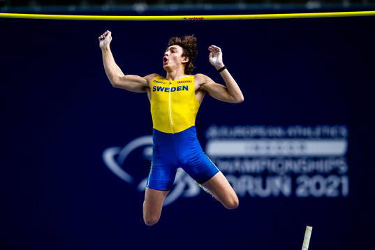 Armand Duplantis of Sweden in his attempt to clear 6.19