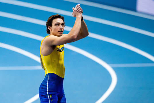 Armand Duplantis of Sweden celebrates