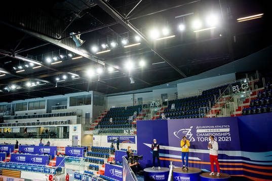 Armand Duplantis of Sweden at the podium
