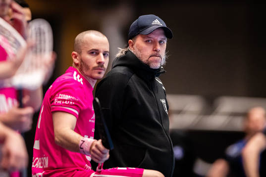 Faluns Alexander Galante Carlström och tränare Thomas