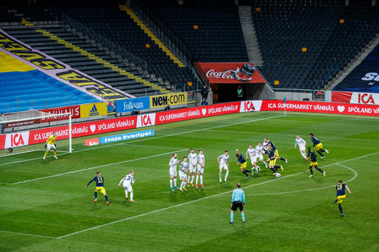 Mattias Svanberg of Sweden with a free kick