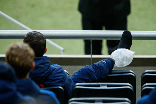 Marcus Berg of Sweden with an ice pack