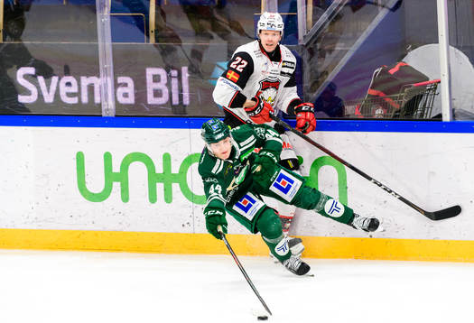 Färjestads Jacob Peterson och Malmö Redhawks Lars Bryggman