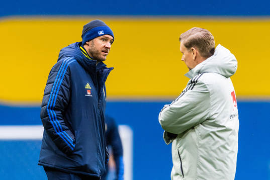 Andreas Granqvist and assistant coach Peter Wettergren of