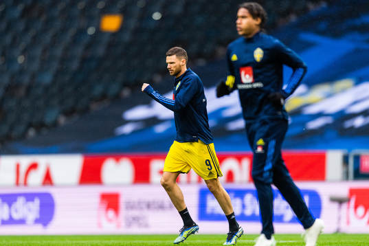Marcus Berg and Jens-Lys Cajuste of Sweden