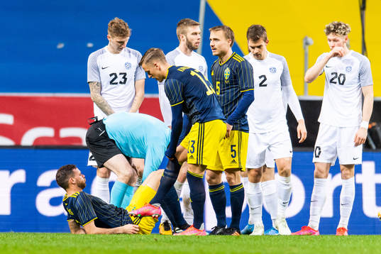 Marcus Berg of Sweden in pain