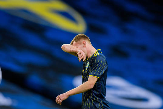 Dejan Kulusevski of Sweden looks dejected