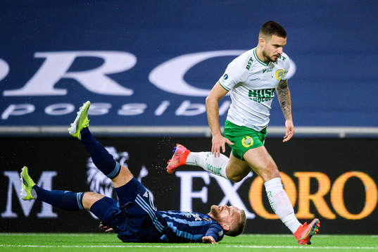 Djurgårdens Nicklas Bärkroth och Hammarbys Vladimir Rodic