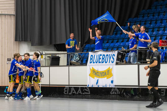 Hagundas Niklas Wik jublar med lagkamrater