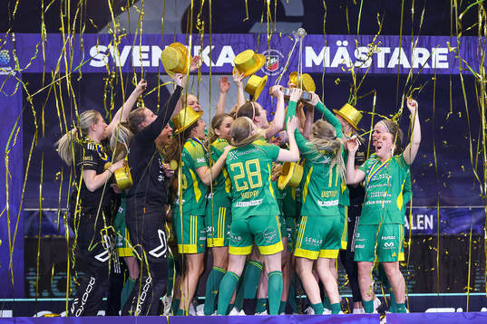Thoréngruppens spelare jublar med pokalen