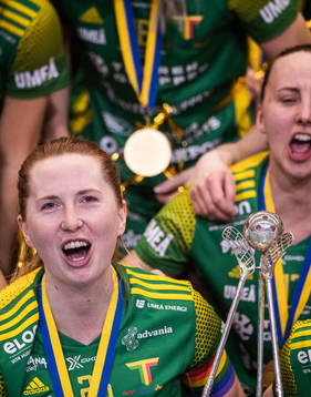 Thoréngruppens Emelie Wibron jublar över SM-guldet