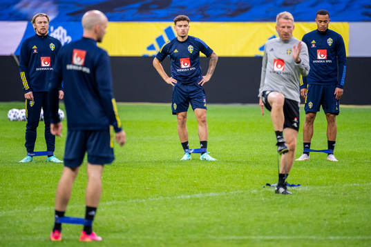 Emil Forsberg, Jordan Larsson and Robin Quaison of the