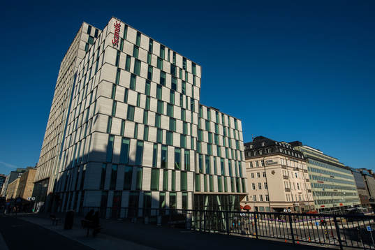 Exterior view of Scandic Continental Hotel which is used by
