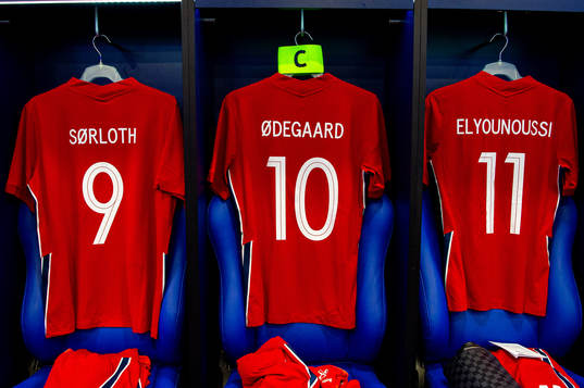 The shirts of Alexander Sørloth, Martin Ødegaard and