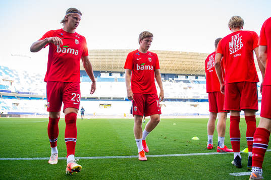Erling Braut Haaland and Jens Petter Hauge of Norway