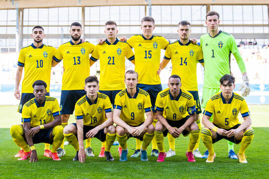 The starting eleven of Sweden, from the top left, Rami