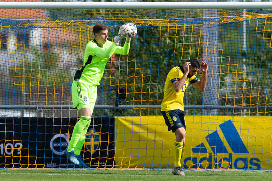 Goalkeeper Samuel Brolin of Sweden