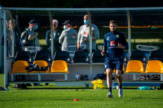 Marcus Berg of Sweden in the front and Janne Andersson,