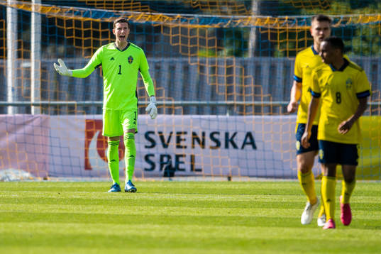 Goalkeeper Samuel Brolin of Sweden