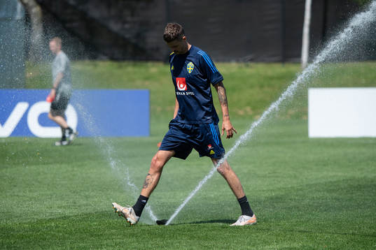 Mikael Lustig of the Swedish national football team at a