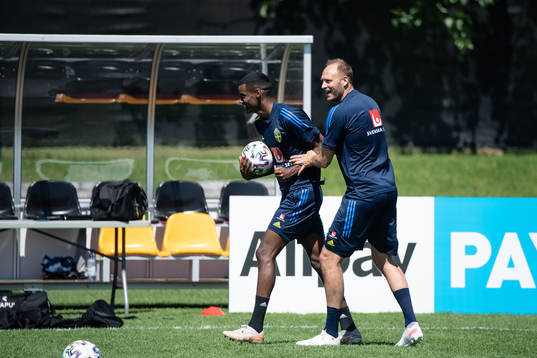 Alexander Isak and Andreas Granqvist of the Swedish