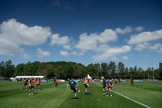 Players of the Swedish national football team at a training