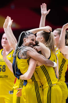 Kalis Loyd of Sweden celebrates