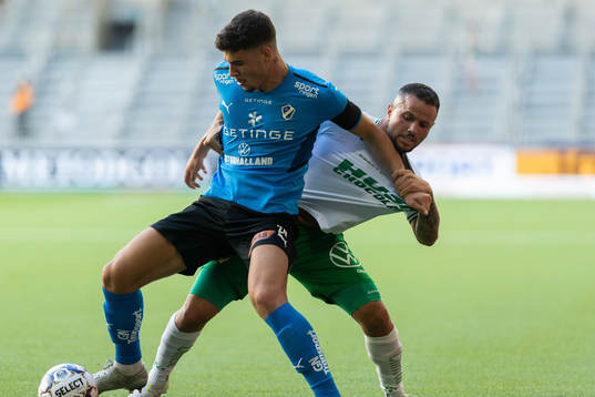 Halmstads Edvin Kurtulus och Hammarbys Mohanad Jeahze