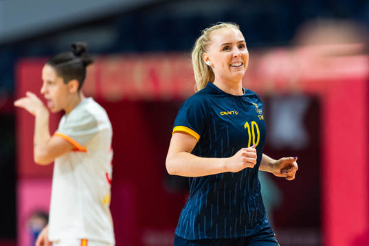 Mathilda Lundström of Sweden celebrates in the women's