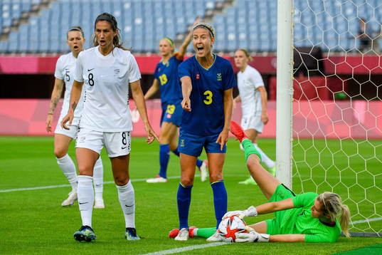Emma Kullberg of Sweden reacts in the women’s football