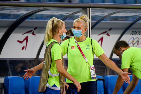 Sofia Jakobsson and Stina Blackstenius of Sweden