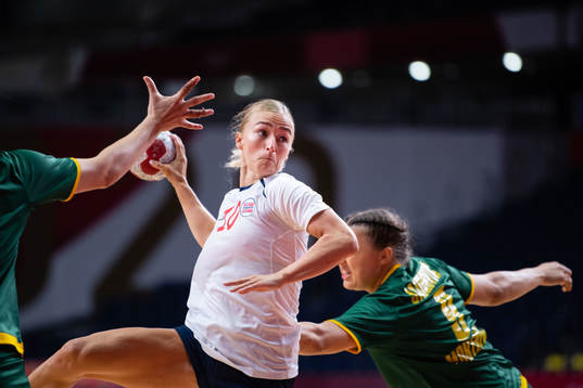 Stine Bredal Oftedal of Norway  compete in the women's