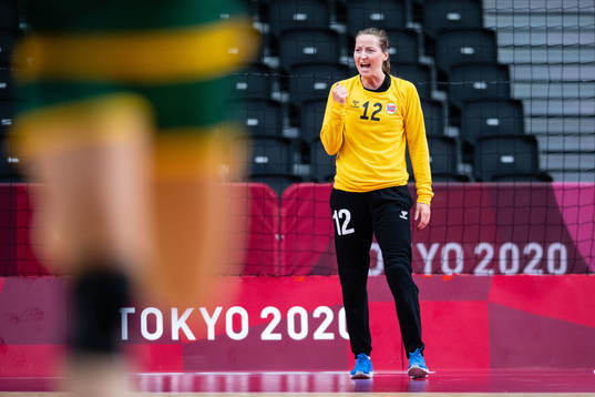Goalkeeper Silje Solberg of Norway celebrates while