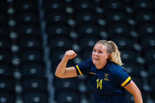 Johanna Westberg of Sweden celebrates while competing in