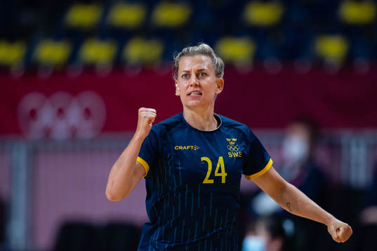 Nathalie Hagman of Sweden celebrates while competing in the