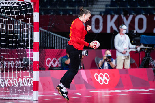 Goalkeeper Jessica Ryde of Sweden celebrates saving a