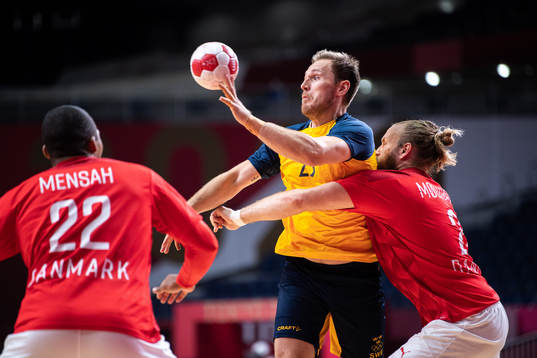 Albin Lagergren of Sweden in the men’s handball match