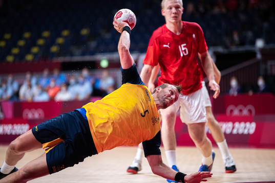 Max Darj of Sweden in the men’s handball match between