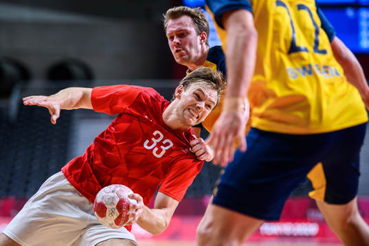 Mathias Gidsel of Denmark in the men’s handball match