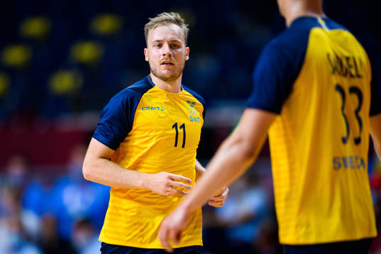 Daniel Pettersson of Sweden in the men’s handball match