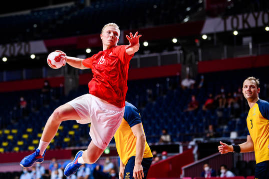 Magnus Sagerup of Denmark in the men’s handball match
